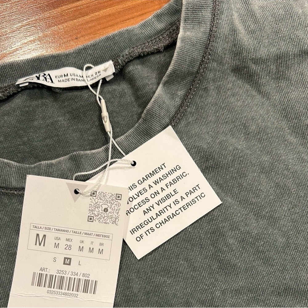 Zara Faded Effect Heave Cotton Oversized T-Shirt Women’s Size Medium - Picture 4 of 7
